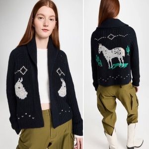 THE GREAT. The Equestrian Lodge Cardigan Sweater Alpaca Ribbed Knit Small